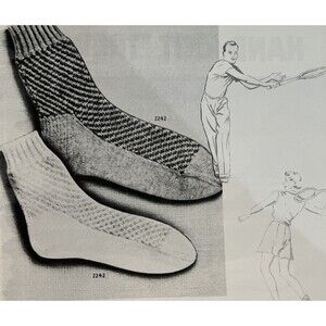 Vintage 1960's Hand Knitting Patterns Mens Womens 2 NEEDLE LIGHWEIGHT SPORT SOCK